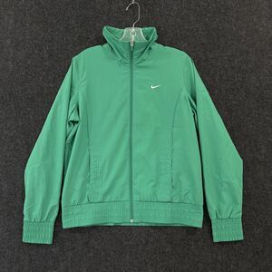Nike Jacket Women's Large 12-14 Green Track Full Zip Windbreaker Pockets Vented